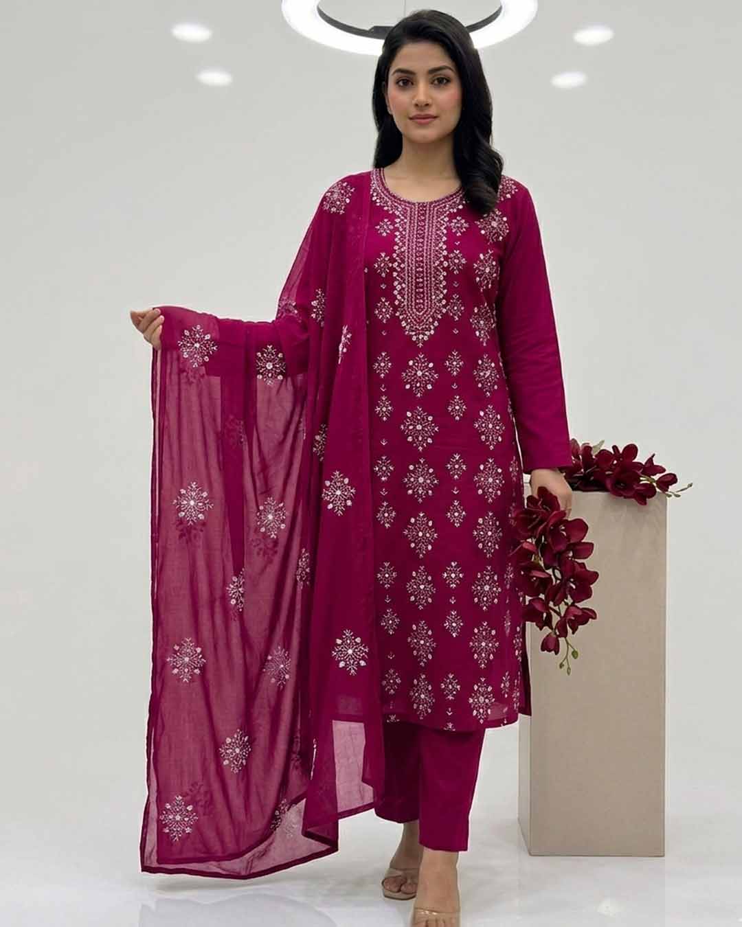 Afghani Shesha & Hand Embroidered 3pcs Suit