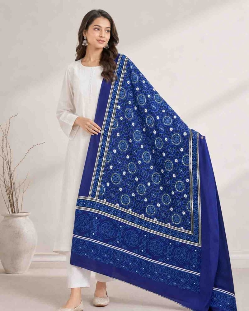 Ajrak Dupatta Blue