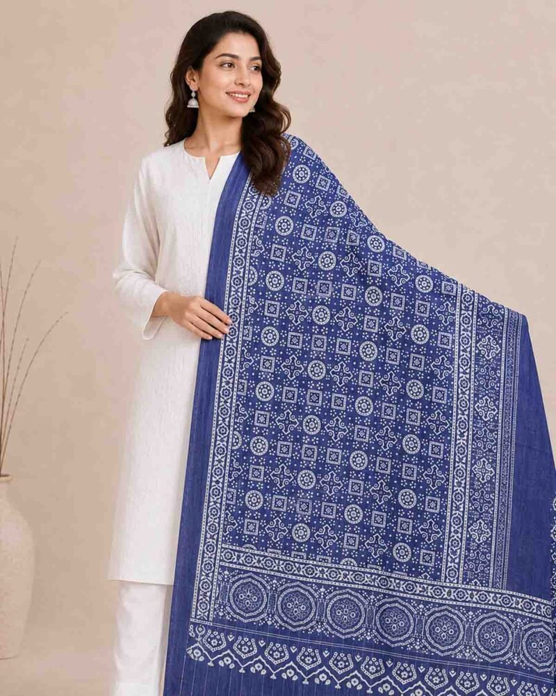 Ajrak Dupatta Blue