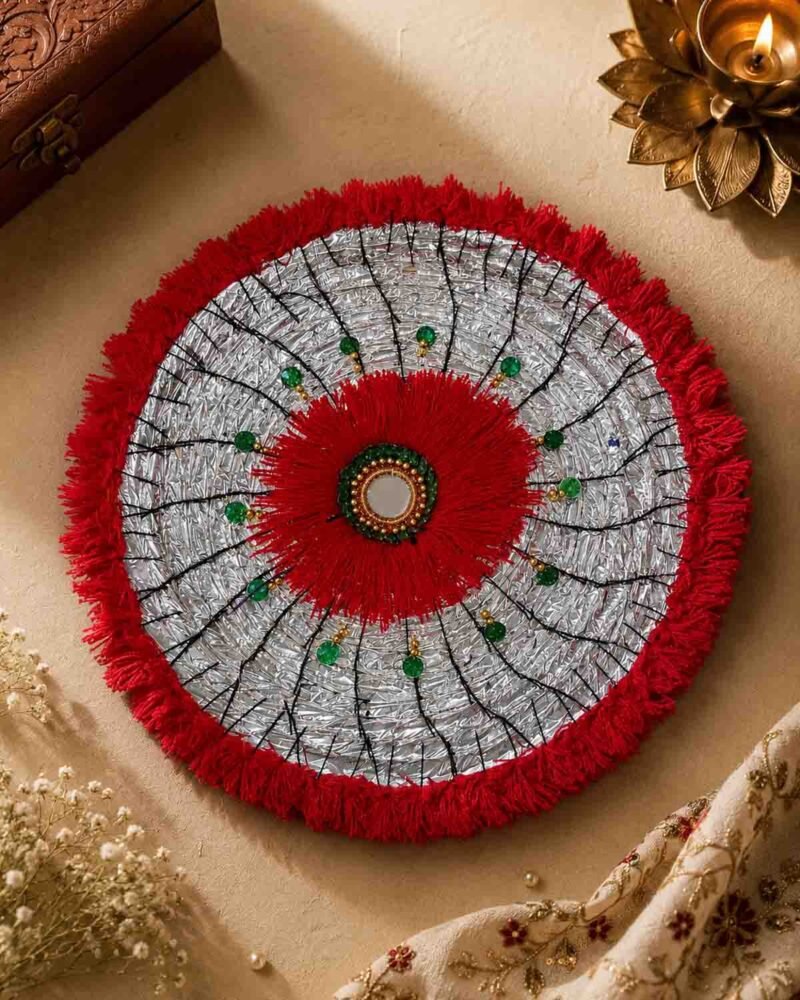 Handcrafted Mirror & Tassel Decorative Plate