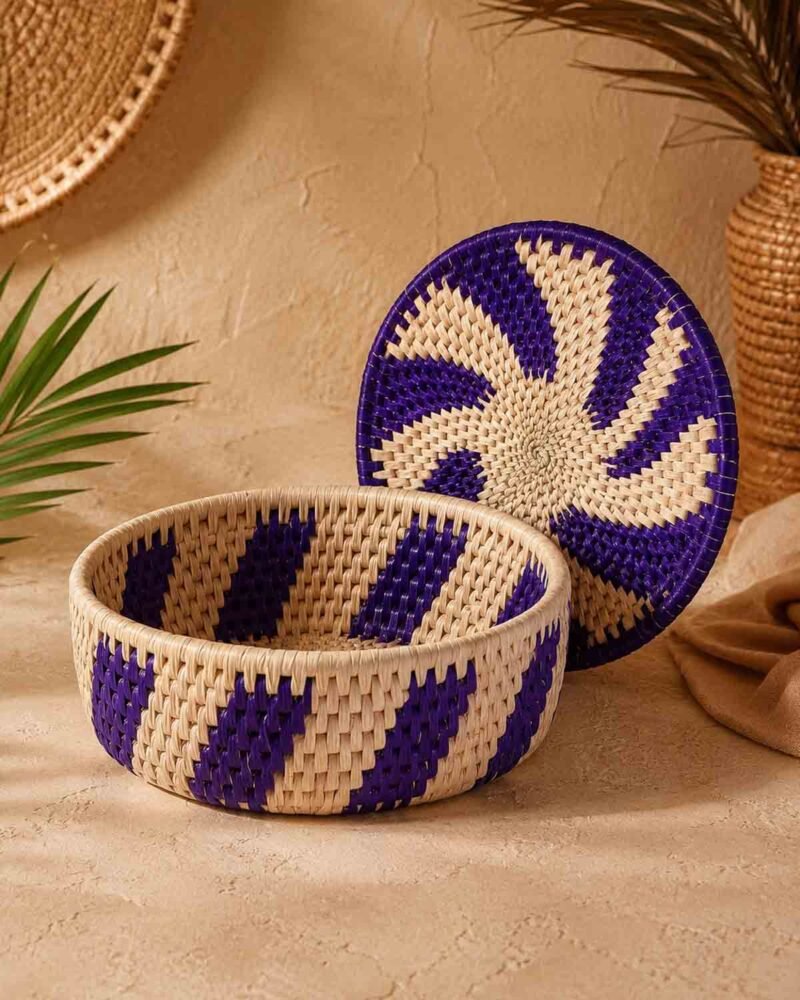 Handwoven Date-Palm Leaf Basket with Lid