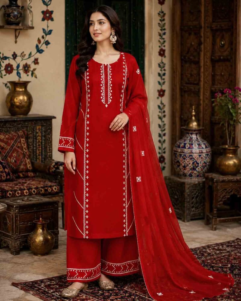 Sindhi Hurmicho 3-Piece Embroidered Suit