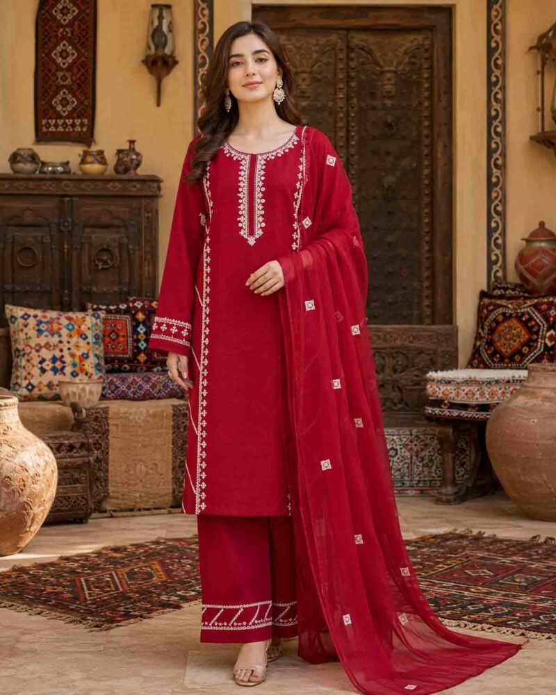 Sindhi Hurmicho 3-Piece Embroidered Suit
