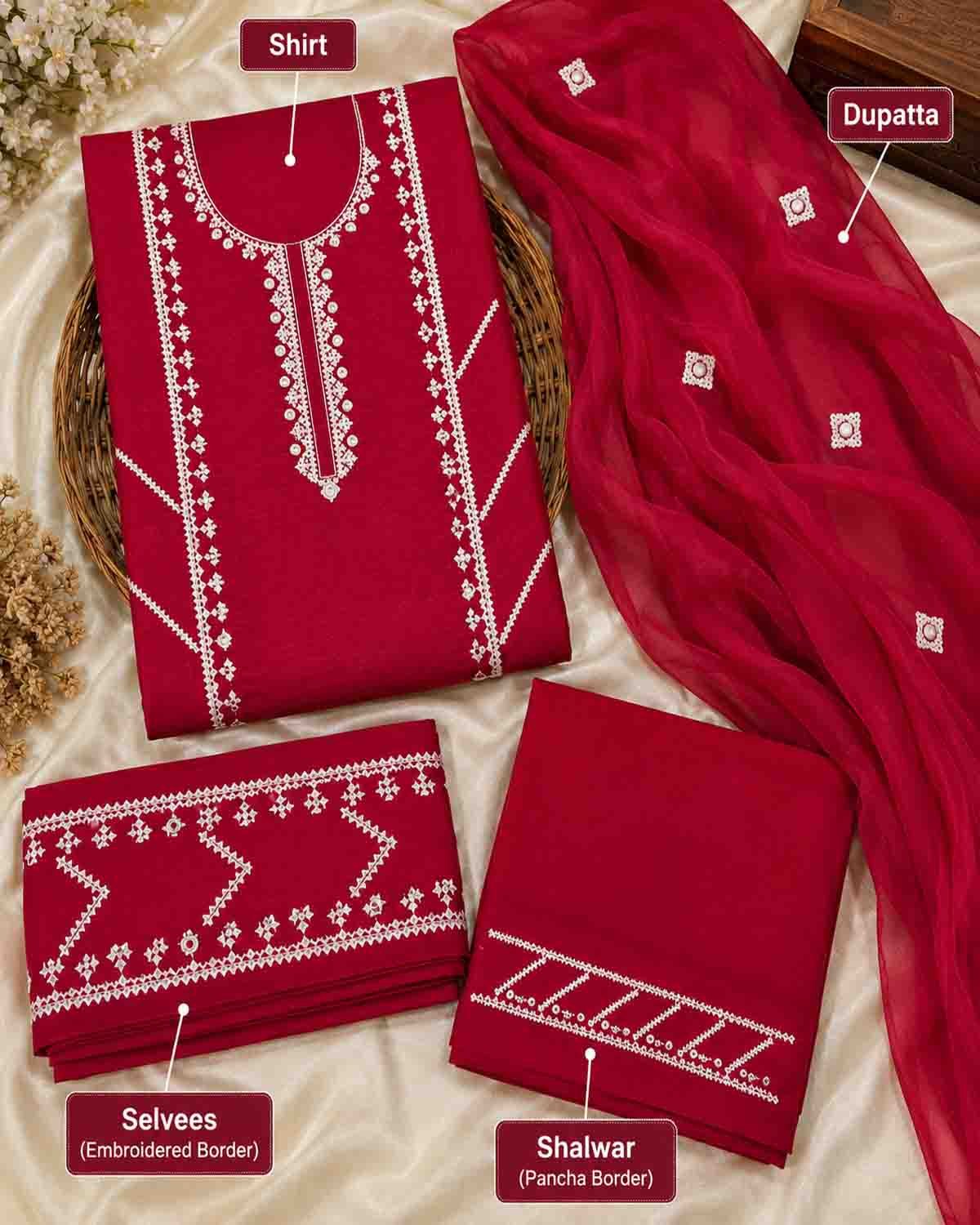 Sindhi Hurmicho 3-Piece Embroidered Suit - Image 2