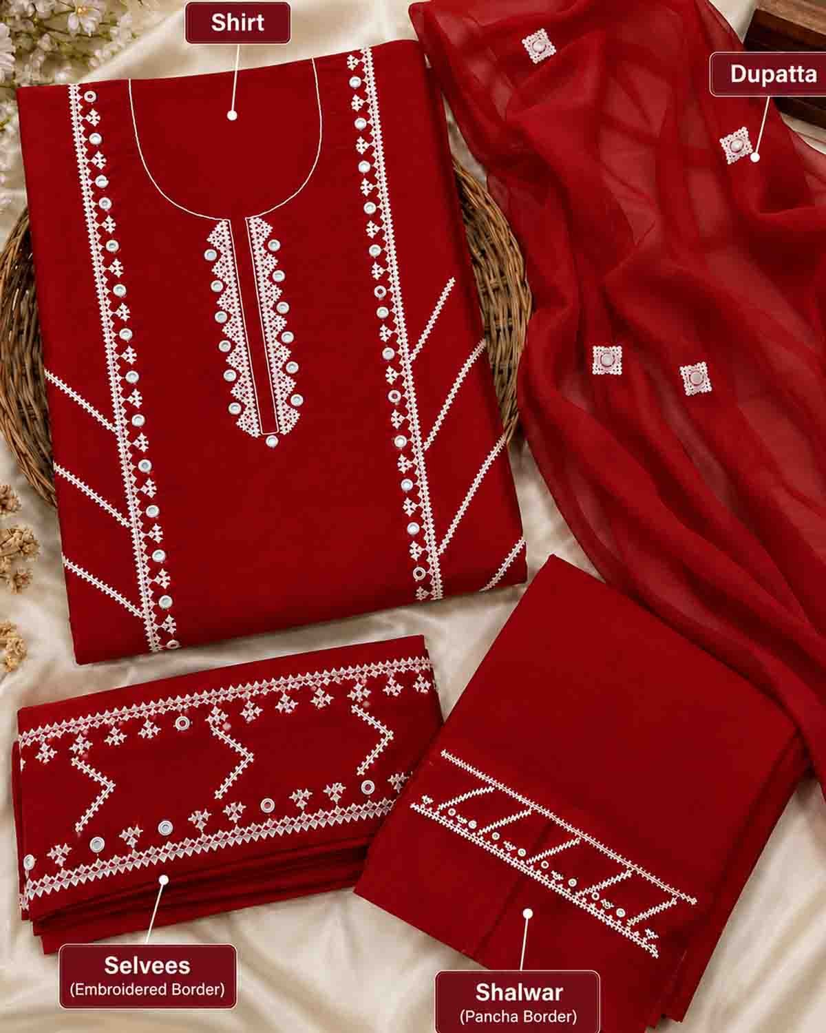 Sindhi Hurmicho 3-Piece Embroidered Suit - Image 2
