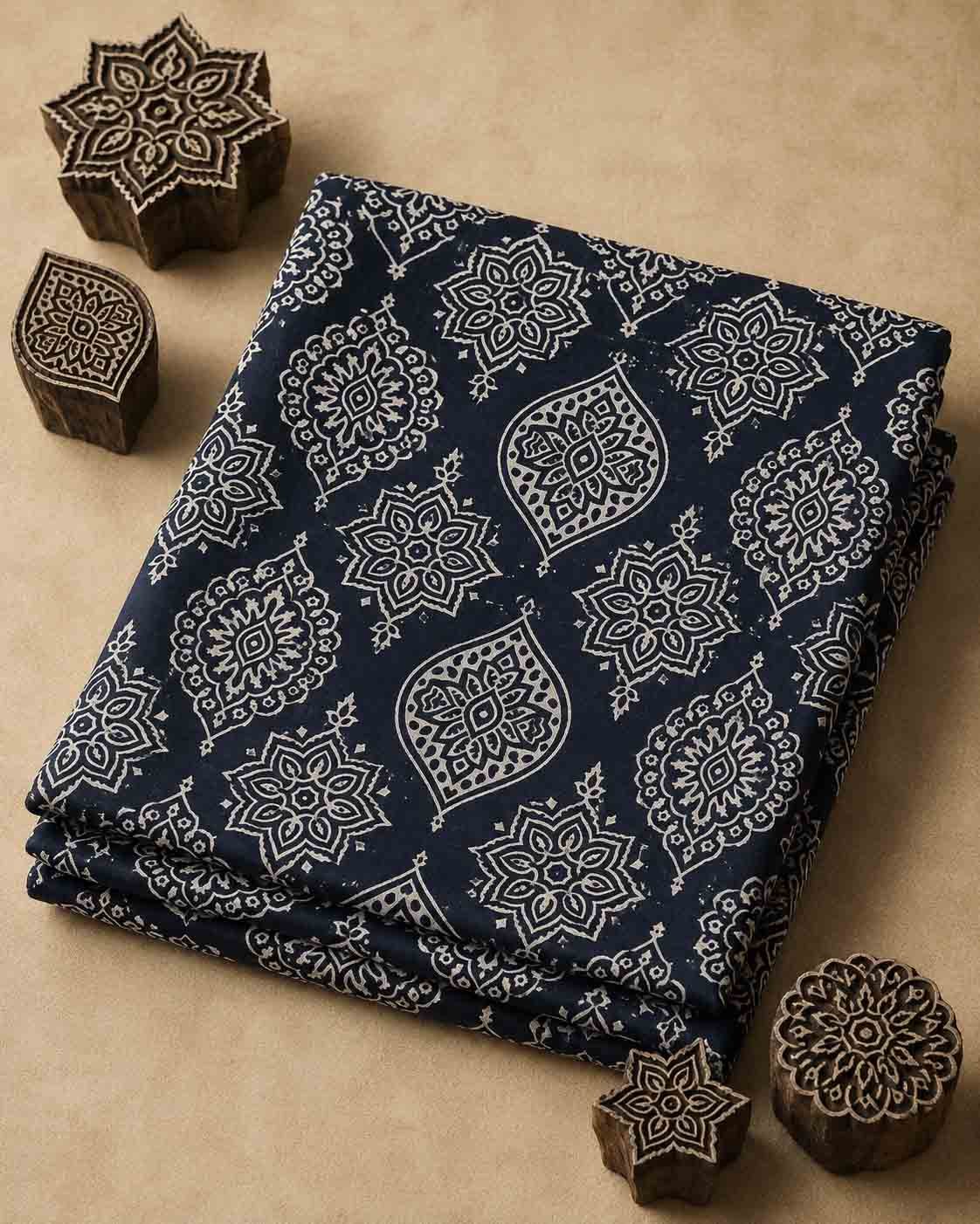 Hand Block Printed Shirt- Black - Image 2