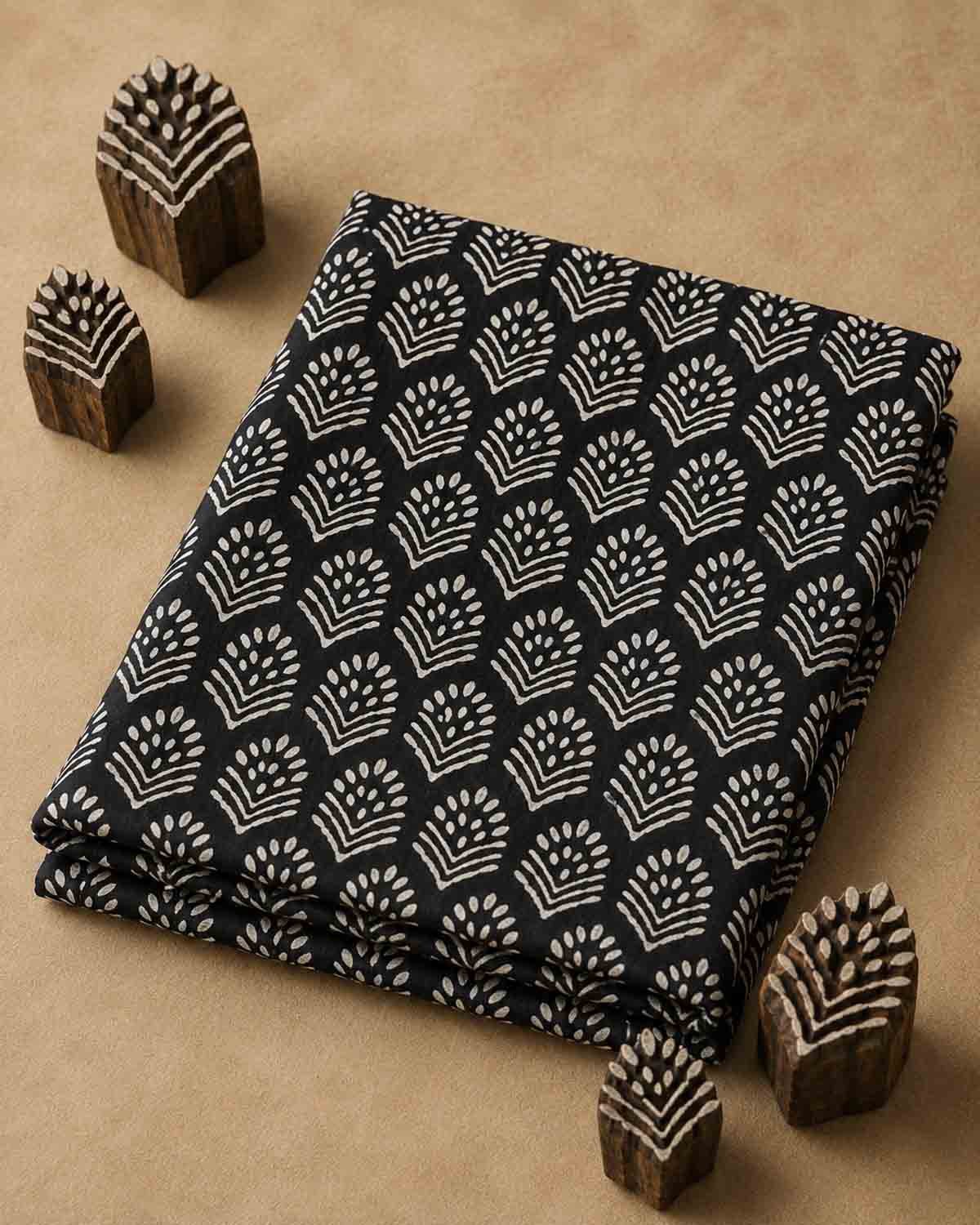 Hand Block Printed Shirt- Black - Image 2