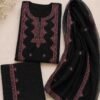 Black & Maroon Embroidered 3-Piece Suit - Image 2