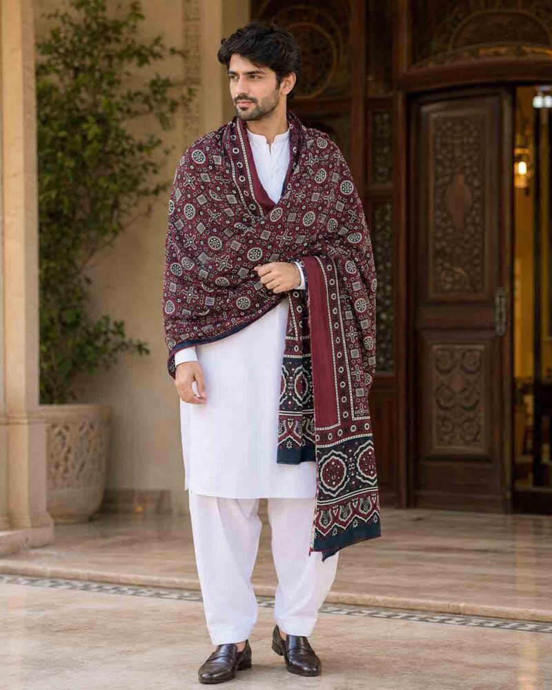 Maroon Classic Ajrak-Large